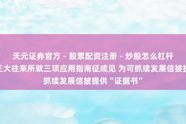 天元证券官方 - 股票配资注册 - 炒股怎么杠杆开户 沪深北三大往来所就三项应用指南征成见 为可抓续发展信披提供“证据书”